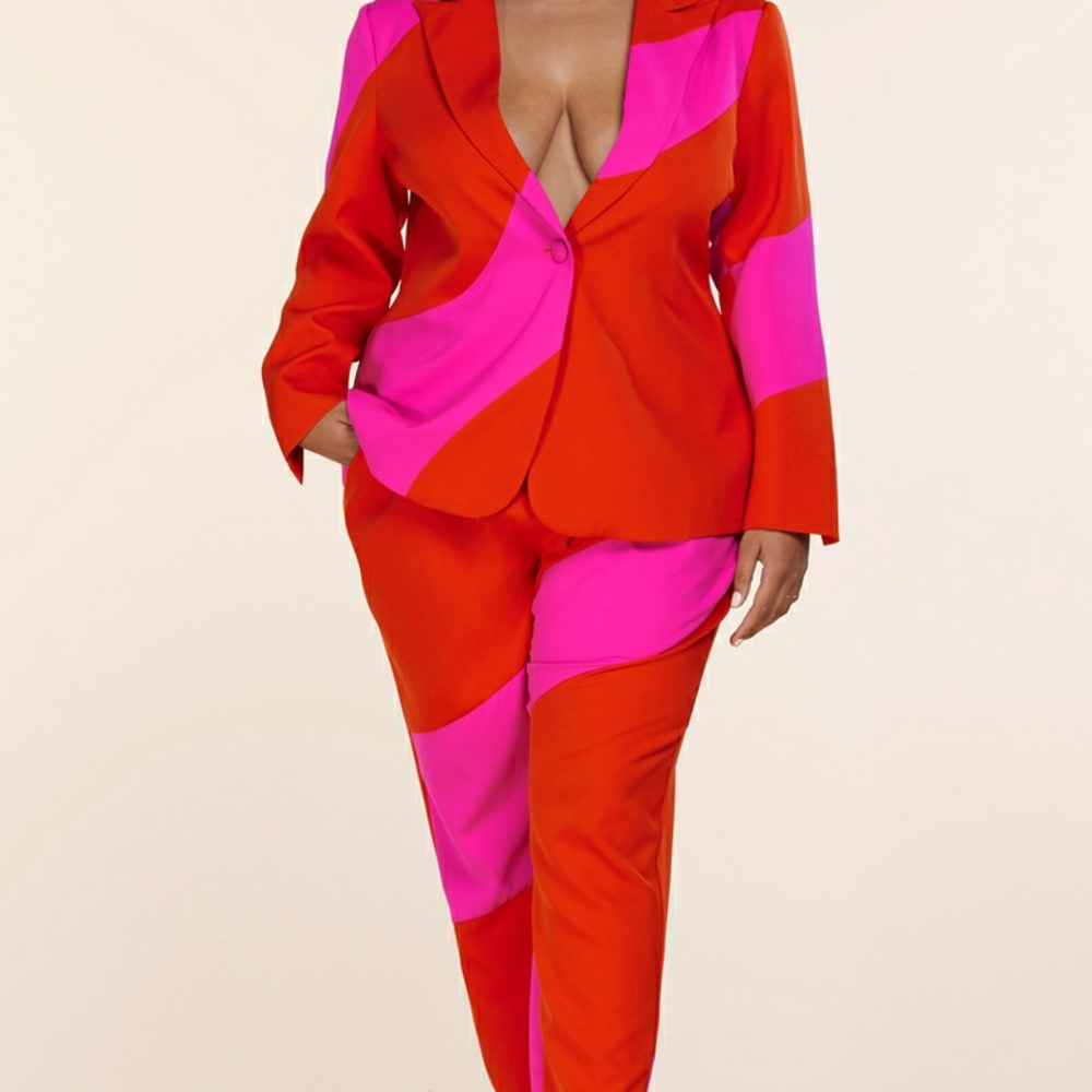 NEW Plus Size Color Block Pantsuits - Picture 4 of 10